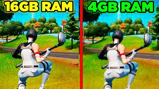 É POSSIVEL JOGAR FORTNITE COM 4GB RAM VS 6GB RAM VS 8GB RAM VS 12GB RAM VS 16GB RAM [upl. by Rouvin]