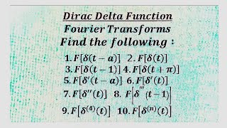 How to find the Fourier transform of Dirac delta function and its derivatives Important Problems [upl. by Depoliti982]