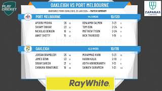 Victorian SubDistrict Cricket Association  South East 2nd XI  Rd11  Oakleigh v Port Melbourne [upl. by Orlov]