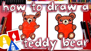 How To Draw A Teddy Bear Holding A Heart [upl. by Egide]