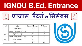 IGNOU Bed Syllabus 2024  IGNOU Bed Entrance Syllabus 2024 IGNOU Bed Entrance Exam Syllabus 2024 [upl. by Naaitsirhc]