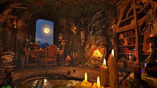 A Magical Rainy Night in Wizards Tower 🧙⚗️ Ambience  Experience with Potions and Cozy Fireplace [upl. by Aisad]