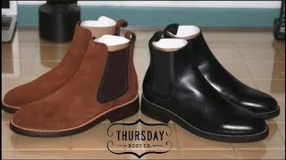 Thursday Boots Chelsea Cognac Suede  Black Leather Boots [upl. by Lauder425]