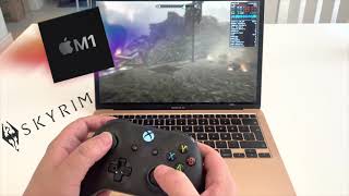 Skyrim SE on Macbook Air M1 7 core GPU with Game Porting Toolkit and Xbox controller [upl. by Ennoved]