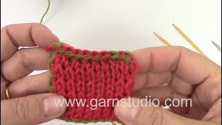 How to do a two color bind off in double knitting [upl. by Varden]