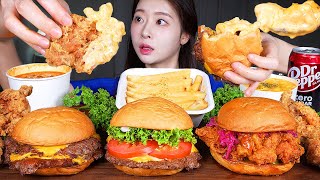 ASMR MUKBANG  미국맛 육즙콸콸 수제버거 🍔 맥앤치즈 amp 후라이드치킨 amp 칠리스튜 먹방 Super Juicy Burgers Mac N Cheese Chicken [upl. by Adaminah]