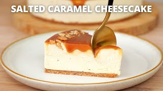 No oven no mixer SALTED CARAMEL CHEESECAKE [upl. by Selig]