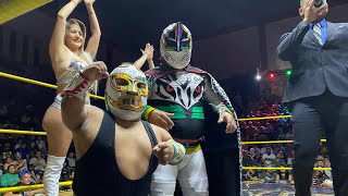 Micro Man y Mascarita Sagrada Vs Guapito y El Gallito con Robles Promotions y sus mini estrellas [upl. by Ahtelahs]