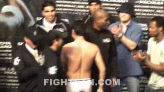 Manny Pacquiao vs Oscar De La Hoya Weigh In [upl. by Larentia]