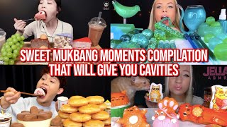 SWEET mukbang moments that will give you CAVITIES compilation [upl. by Elephus]