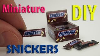 DIY how to make miniature Snickers Bar Box  DollHouse food accessories for Barbie [upl. by Ardine]