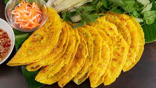 Cho thứ này vào khi pha bột BÁNH XÈO giúp bánh giòn rất lâu không bị thấm dầu  Vietnamese Pancake [upl. by Lyret]