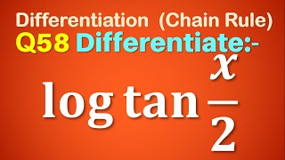 Q58  Differentiate log⁡tan⁡x2  Derivative of log ⁡tan⁡x2  Differentiation of log ⁡tan⁡x2 [upl. by Nosyrb]