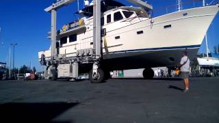 Marine Travelift Launching a 65 ft Fleming [upl. by Seuqramed174]