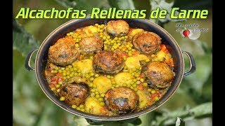 Alcachofas Rellenas de Carne  Alcauciles Rellenos [upl. by Ailegra]