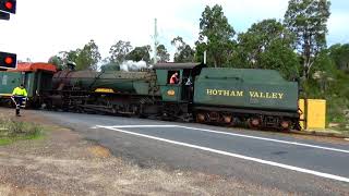 Hotham Valley Railway Steam Ranger W945 amp de F40 at Top Crossing TEESDALE downhill to ISANDRA [upl. by Ardnnek]