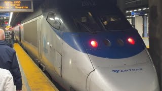 Full ride train 2150 Acela Express NYBostonPlenty of onscreen graphics 92023 [upl. by Samp]