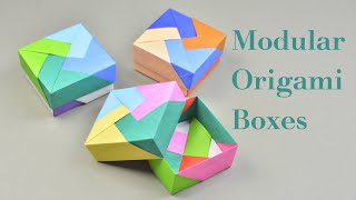 3 Easy Modular Origami Box Tutorial  How To Make Modular Origami Box For Beginners  Creative DIY [upl. by Malcom]