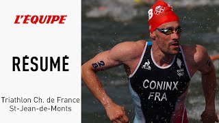 Championnats France Triathlon  Dorian Coninx simpose devant Pierre Le Corre à SaintJeandeMonts [upl. by Vachill]