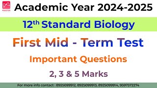 12th Std Biology  First MidTerm Test 2024  Important Questions [upl. by Ronaele341]