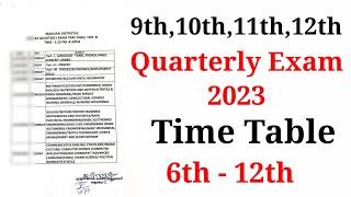 10th11th12th Quarterly Exam Timetable 2023  Syllabus  Quarterly Exam Time table 2023 [upl. by Enelear]