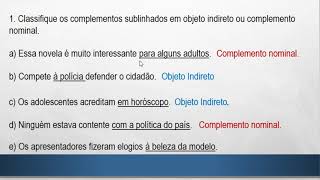 COMPLEMENTO NOMINAL E ADJUNTO ADNOMINAL EXERCÍCIOS EXTRAS [upl. by Louie]