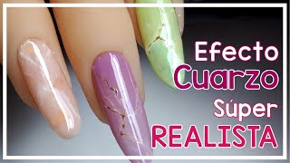 Uñas EFECTO CUARZO MUY REALISTA Y FÁCIL  GELISH y Tintas de alcohol  Tutorial de uñas PASO A PASO [upl. by Sualokcin]