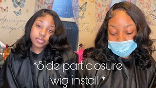 Side part 4x4 closure wig install  with curls [upl. by Joey735]