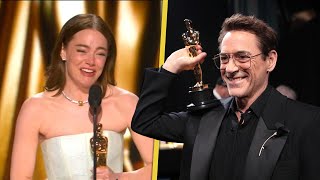 Oscars Emma Stone CRIES and More Acceptance Speech Highlights [upl. by Leinto]