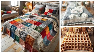 Beautiful bed sheet model knitted with wool share ideasknitted crochet bedsheets [upl. by Zilber300]