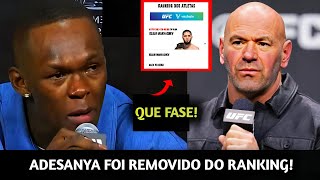 AGORA DEU PEN4 TUDO DANDO ERRADO🚨 Adesanya FOI REMOVIDO DO RANKING P4P DO UFC e FUTURO FICA INCERTO [upl. by Aiclid17]