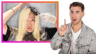 Brad Mondo Reacts To CHAOTIC Blonde to Black Hair Transformations [upl. by Jezrdna916]