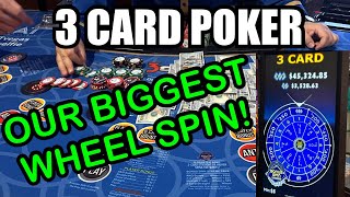 3 CARD POKER in LAS VEGAS OUR BIGGEST WHEEL SPIN EVER [upl. by Yelahc]