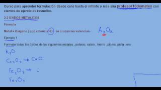 Formulación inorgánica 11 Oxidos metálicos fórmula [upl. by Aleakcim]