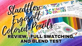 STAEDTLER ERGOSOFT COLORED PENCILS  Review Full Swatching amp Blend Test [upl. by Arrio]