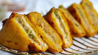 Stuffed Bread Pakoda Recipe  Aloo Bread Pakora  How To Make Bread Pakoda [upl. by Esirtal]