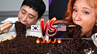 Korean VS American MUKBANG Ghost Pepper Noodles  SPICIEST NOODLE EVER EXIST 🌶️🥵🔥🔥🔥 [upl. by Kliber]