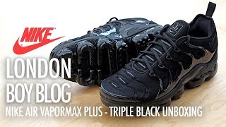 Nike Air Vapormax Plus Triple Black  Unboxing [upl. by Nedarb]