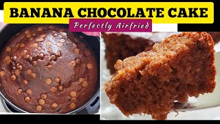 EASY AIR FRYER BANANA CHOCOLATE CAKE RECIPE HOW TO AIR FRY MOIST CAKE FROM SCRATCH AT HOME CAKE [upl. by Laural]