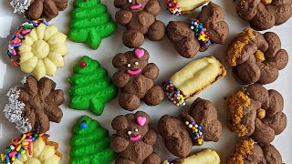 Spritz Cookies Recipe 🐻 البيتيفور الناعم مع افكار جديدة للتزيين [upl. by Rinna]