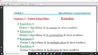 Exercice 1et 5notion d algorithme [upl. by Eniamahs]