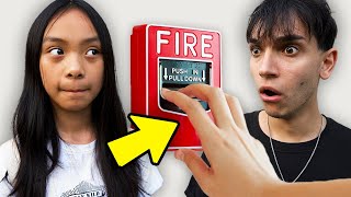 Our Little Sister PULLS Fire Alarm To SKIP SCHOOL [upl. by Daile]