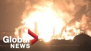 Massive fire and explosions rock Philadelphia oil refinery [upl. by Atinnek]