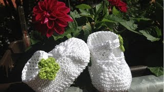 Escarpínes de bebe con correa en crochet  Instrucción zapatitos de BerlinCrochet  Parte4 Adorno [upl. by Adnohsed]