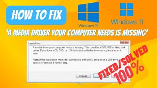 How to fix ‘A media driver your computer needs is missing’ error during Windows 10  11 installation [upl. by Eyr899]