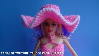 sombrero tejido a crochet para muñeca [upl. by Dorran]