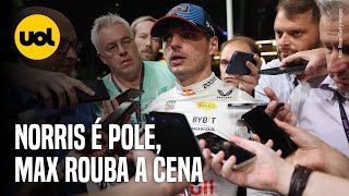 NORRIS É POLE NO GP DE SINGAPURA DE F1 E VERSTAPPEN BOICOTA COLETIVA APÓS PUNIÇÃO POR PALAVRÃO [upl. by Iloj]