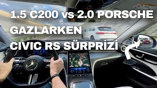 Mercedes C200 4Matic vs Porsche Macan Otoban Gazlamasına Civic Rs Sürprizi [upl. by Anirahs]