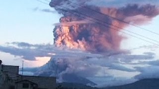 Ecuador volcano spews smoke and ash miles into the air [upl. by Lewert306]