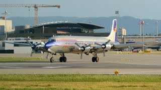 Fantastic Sound The Flying Bulls Douglas DC6 taxiing and take off runway 32 at ZRH Live ATC [upl. by Narcissus]